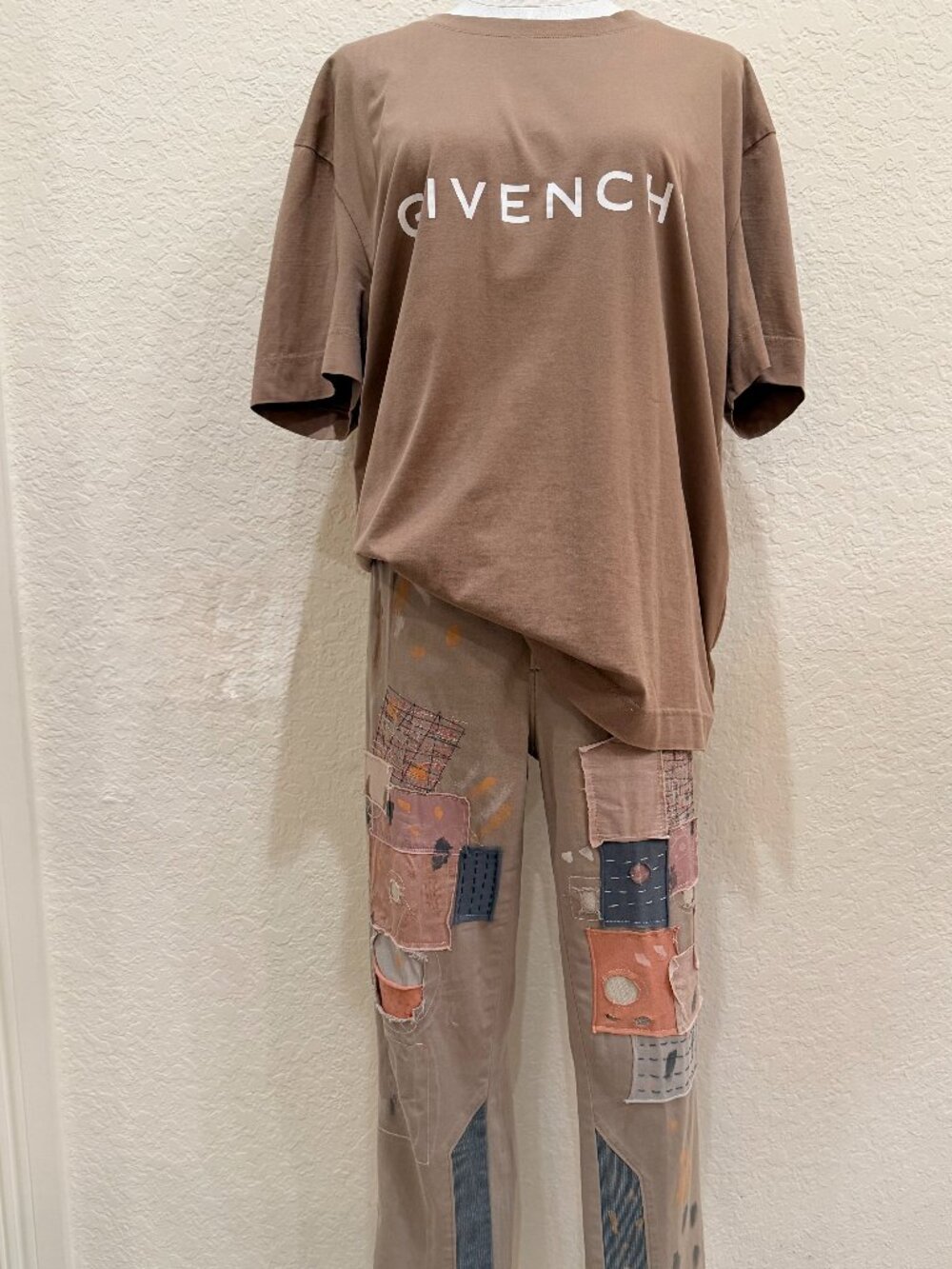 Givenchy Oversized Logo Tee Shirt XXL Camel Brown Cotton Slim Fit